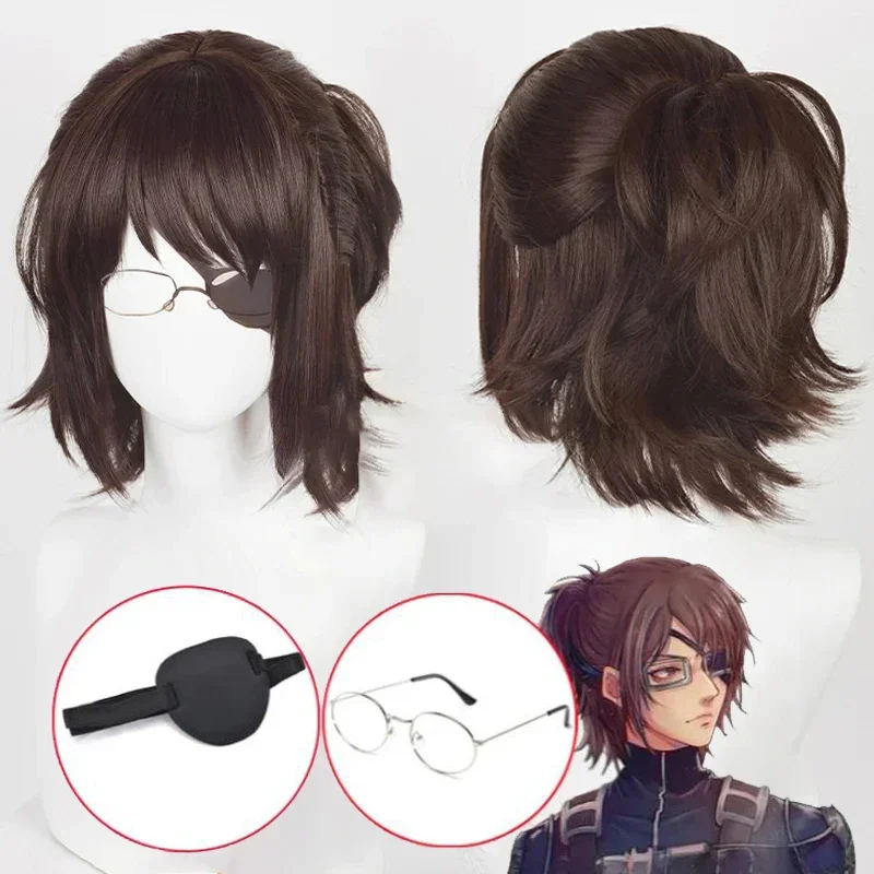 Anime Hange Zoe Cosplay Anime Titan Final Season 4 Hange Zoe Wig Dark Brown Hair or Eye Mask Heat Resistant Hair Wigs