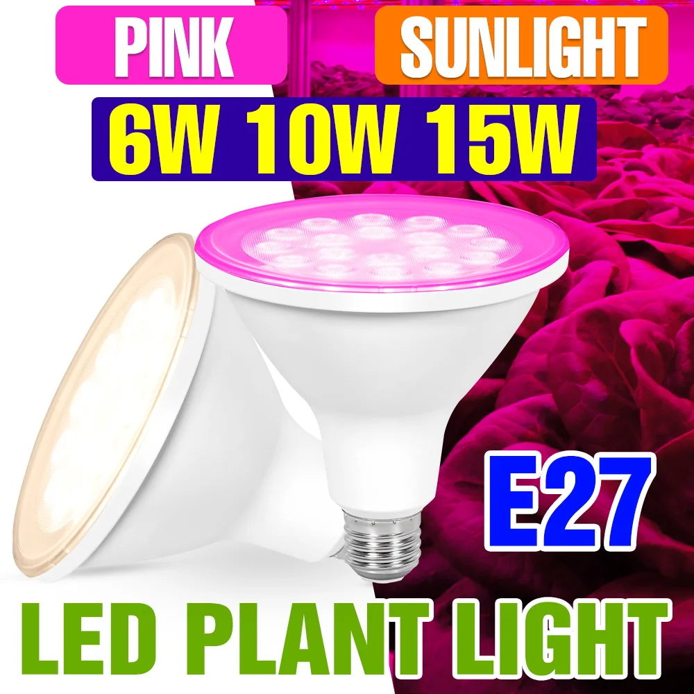 

E27/E26 LED Grow Light Full Spectrum Plants Lamp Indoor Flower Potted Succulent Hydroponics Cultivation Fill Lighting 6W 10W 15W