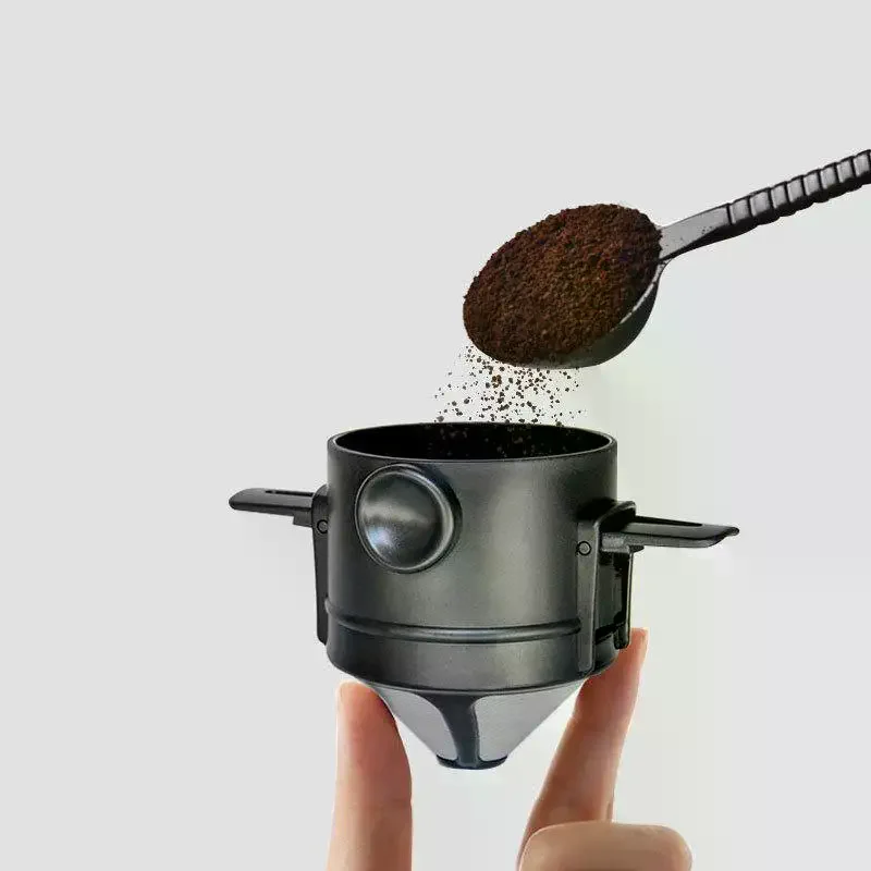 Portable Coffee Filter Cup Foldable Reusable Dripper With Dual Layer Mesh For Pour Over Brew No Filter Paper Travel Espresso