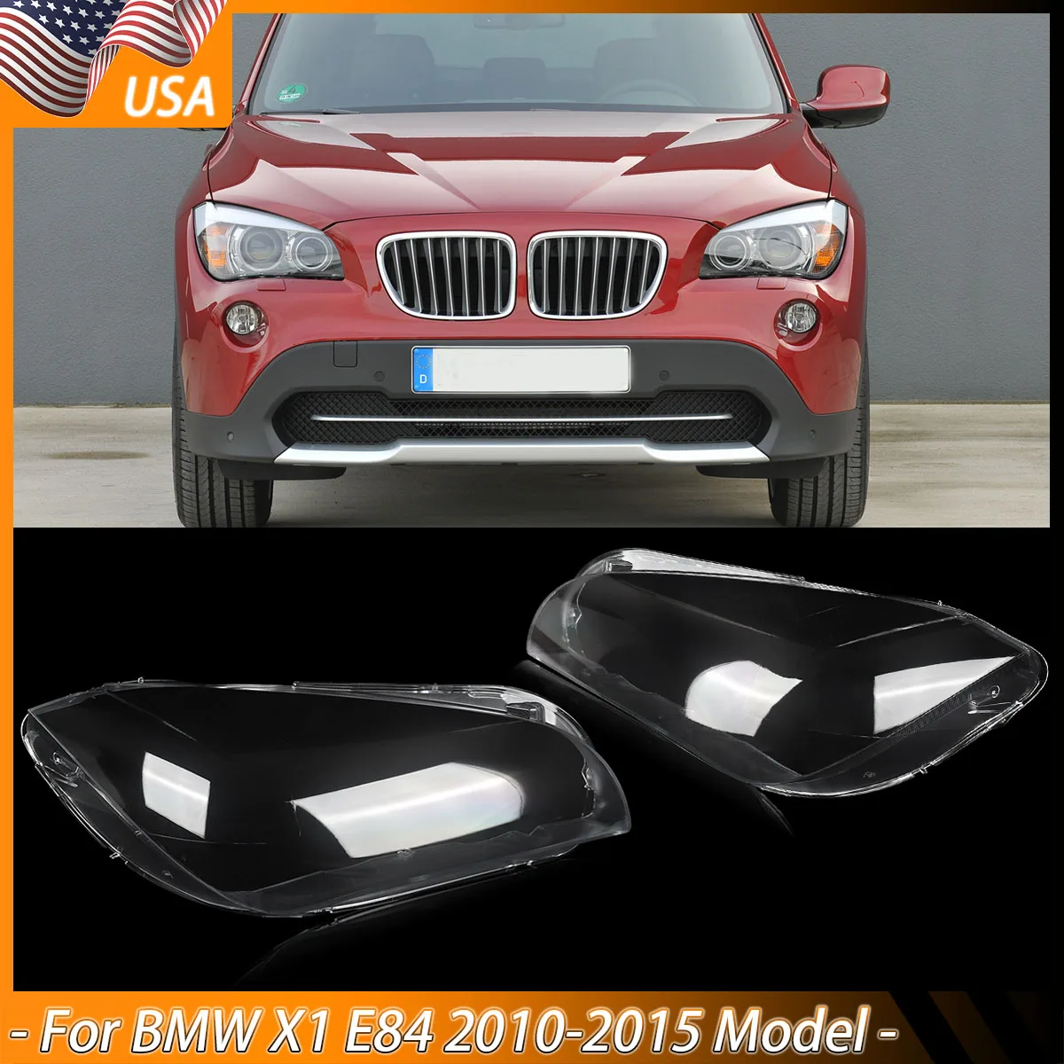 Für BMW X1 E84 Scheinwerferabdeckung Sport 2010 2011 2012 2013 2014 2015 Autolichtgehäuse Paar Scheinwerferlinsenabdeckung Klar Links Rechts Autolichtschutz