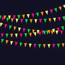 3M/Pack Big Size Max 5Colour Neon Paper Glow Flag Banner Hanging Decorations,Disco,Glow Party,80s Glow In The Dark Party Flag