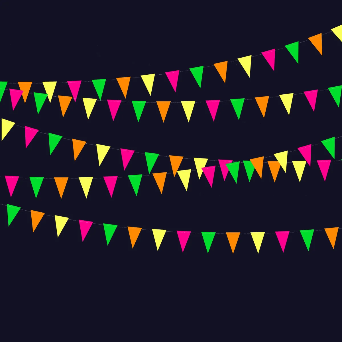 3M/Pack Big Size  Max 5Colour Neon Paper Glow  Flag Banner Hanging Decorations,Disco,Glow Party,80s Glow In The Dark Party Flag