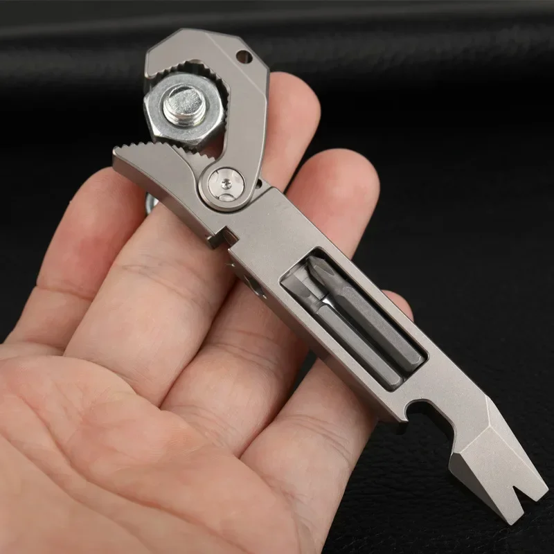 Outdoor Camping GearTitanium Alloy EDC Multifunction ToolsCollection Survival Bottle Opener Rope Cutter Window Breaking Pry Bar