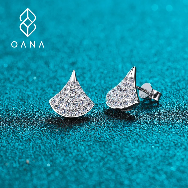 

OANA S925 Sterling Silver Full Diamond Skirt Shape Earrings For Ladies Tp950 Hot Selling Fan Earrings Jewelry