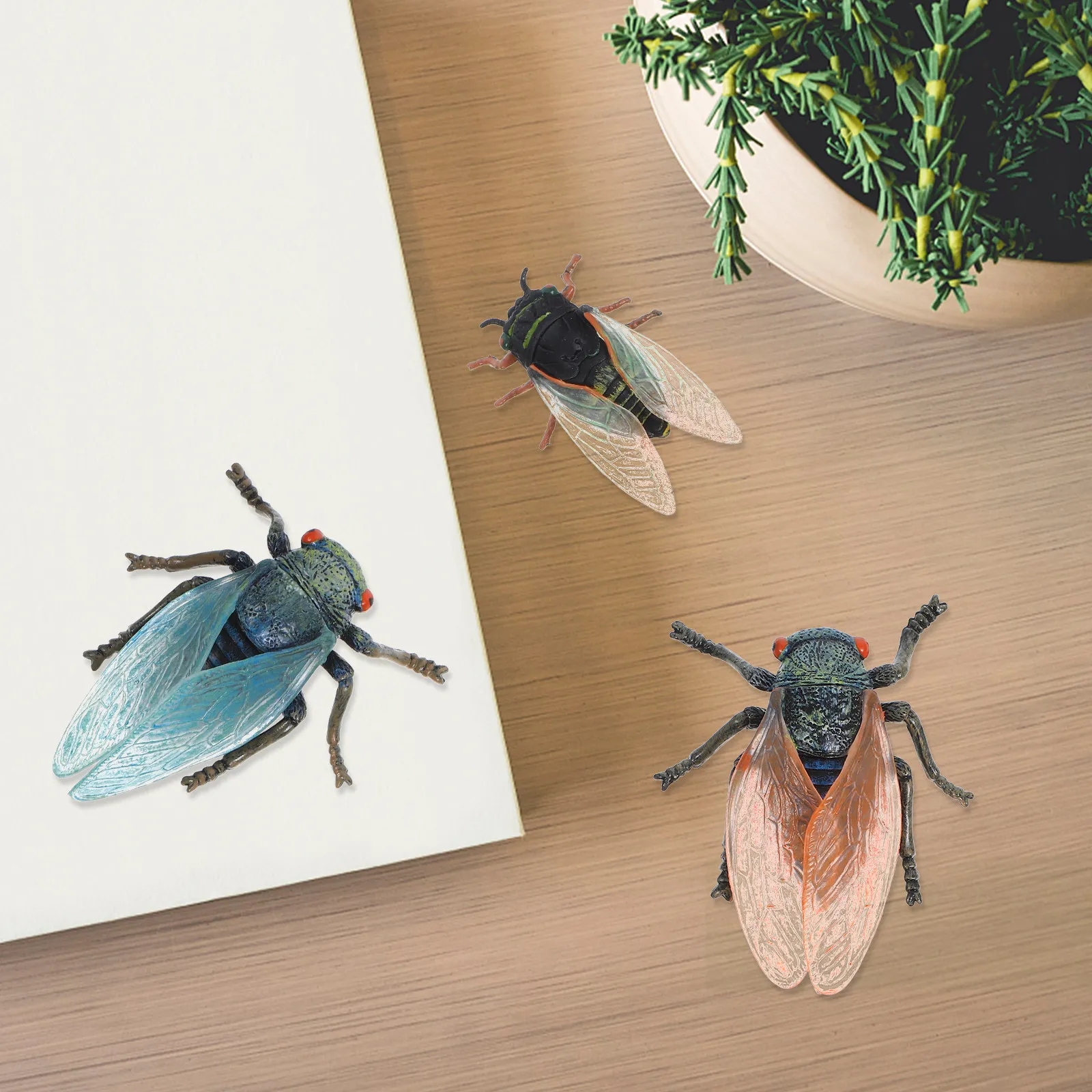 

3Pcs Insect Cognitive Plastic Cicada Decoration Creative Desktop Indoor Outdoor Craft Ornament Vintage Small Cicada Statue