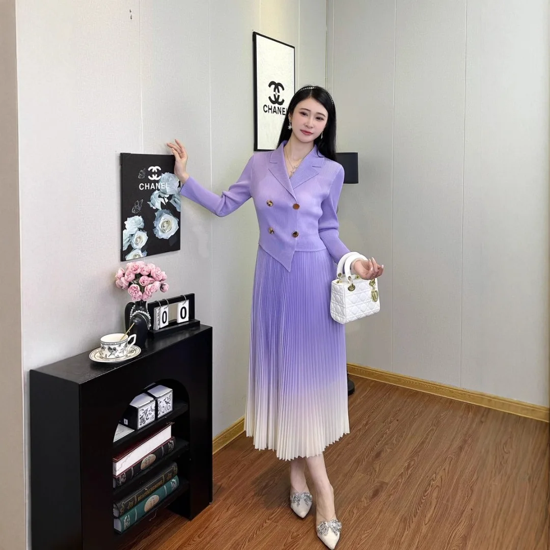 

Directly From The Manufacturer Miyake Pleated Dress Fashion High Sense Fake Two Pieces Foreign Style Women Dress 2025 Spring New