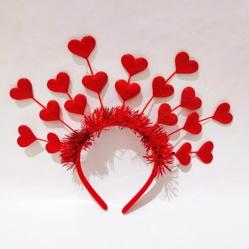 Sequins Heart Headband Heart Head Bopper Hair Hoop, Glitter Heart Hair Band Heart Shape Headband for Valentine Christmas