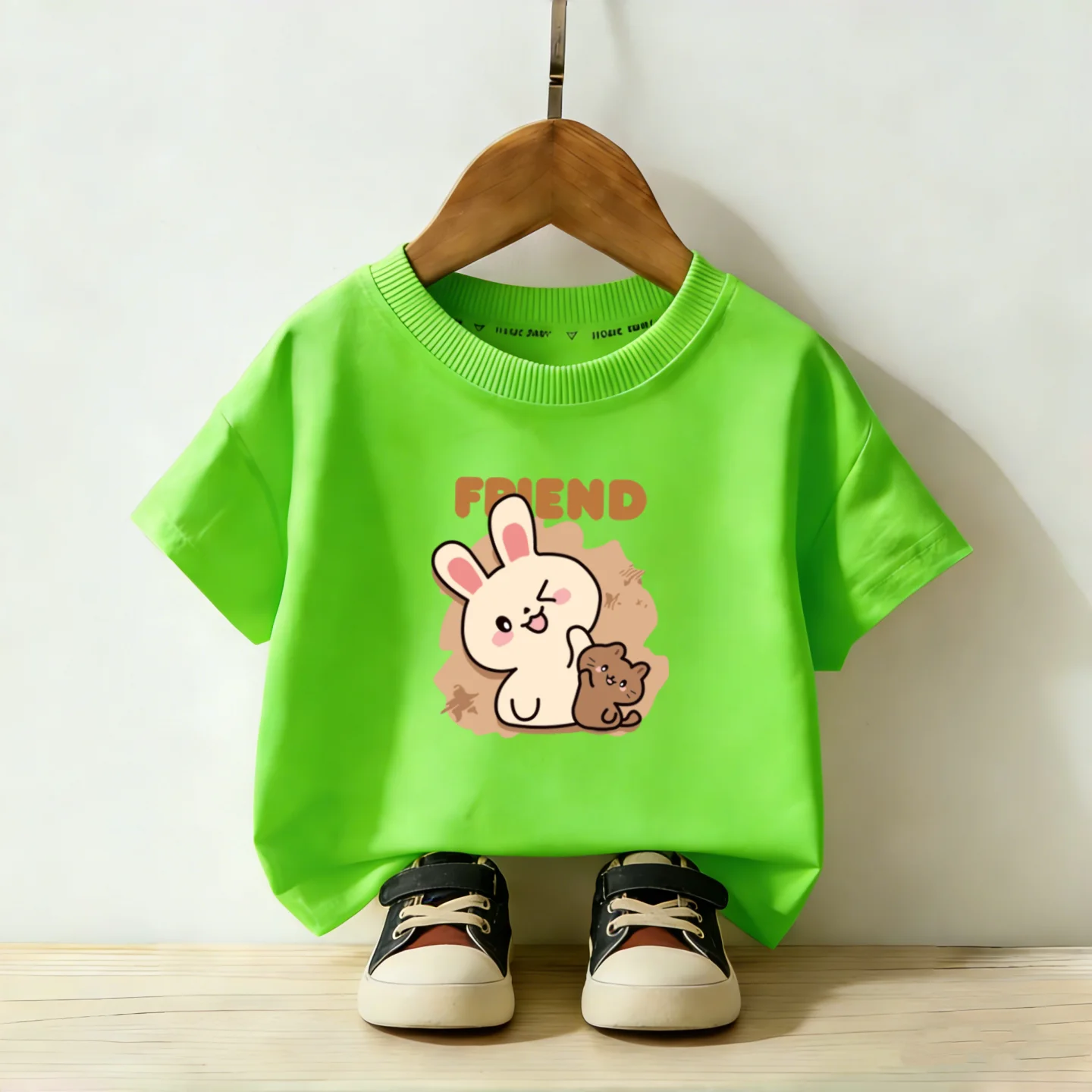 Good Friend Children's Animal Print T-shirt Soft Skin Friendly Short Sleeved Summer 2026 New T-shirt Round Neck Parent-child Top