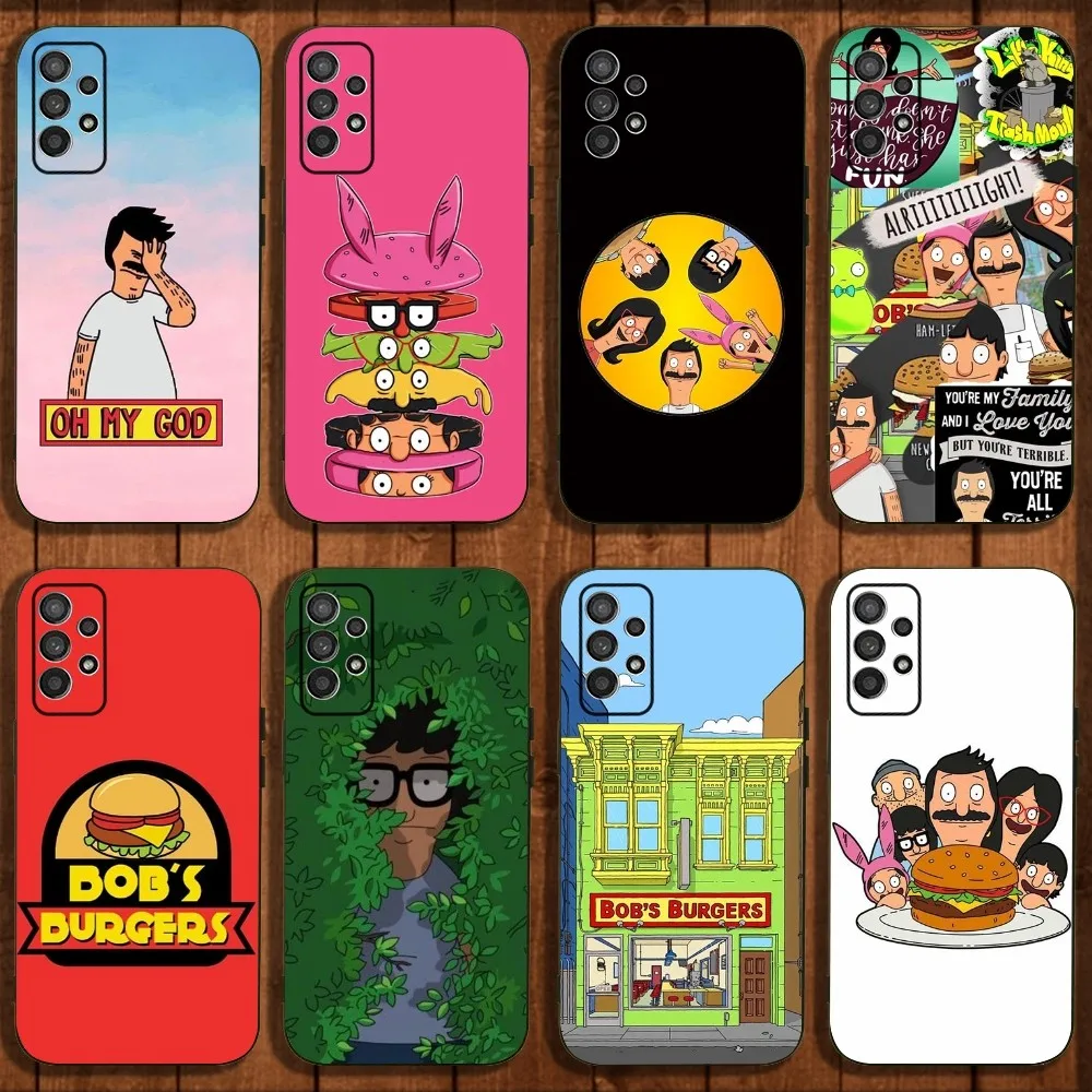 Anime B-Bobs-e Burgers Phone Case For Samsung Galaxy A13,A21s,A22,A31,A32,A52,A53,A71,A80,A91 Soft Black Cover