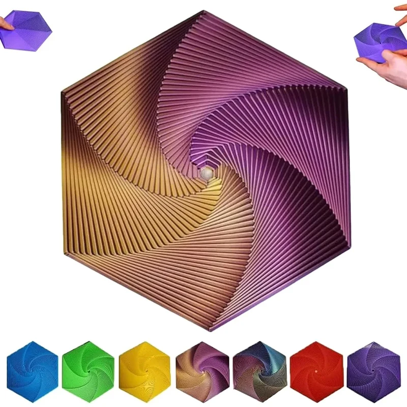 Cube Sensoriel de Fidget Fractal Hexagon 3D, Jouet Spinning Coloré, Soulignant l'Anlande, Relaxant, Cadeau