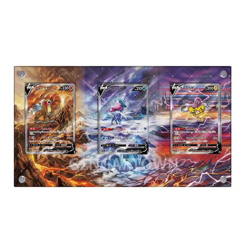diy-self-made-ptcg-entei-suicune-raikou-acrylic-stuck-brick-collection-card-card-display-stand-no-cards-included-gift-toys