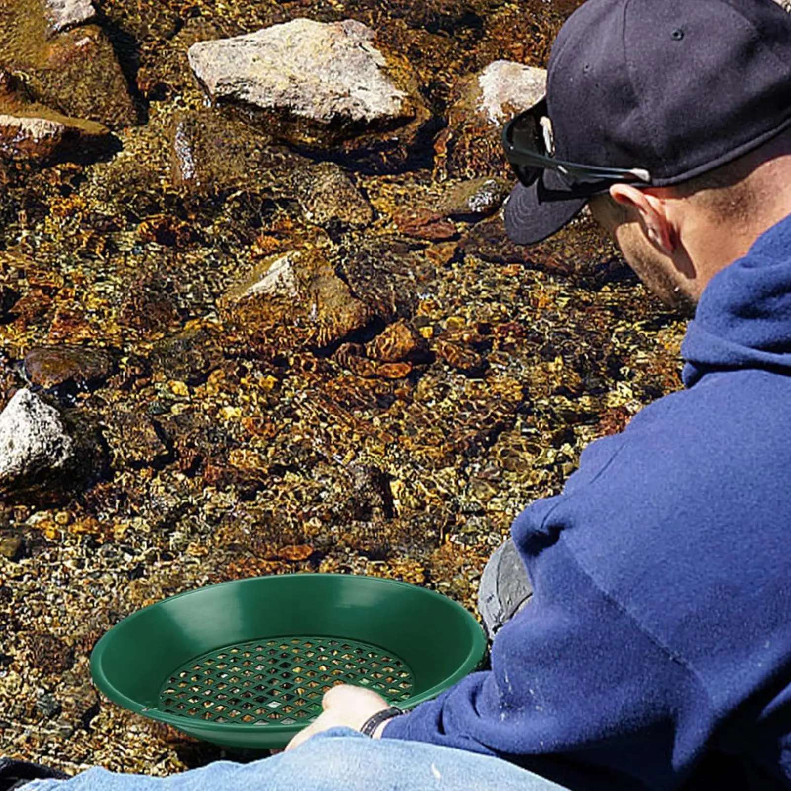 

14 Inch Gold Panning Sifter Classifier, Professional Metal Mining Pan for Gold Prospecting, Beach Desert Treasure Hunting