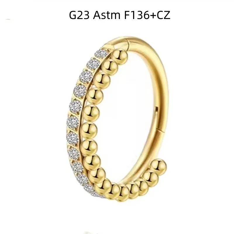 Lot10pcs G23 Astm F136 Piercing Jewelry Nose Clicker Ring Hoop Ear Helix Conch Tragus Cartilage Ear Studs Earring