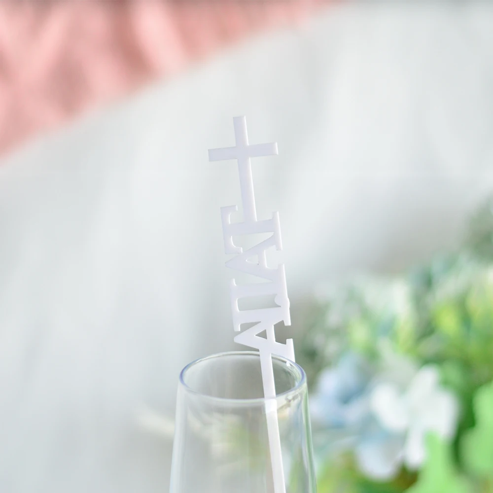 10/30/70 pezzi agitatori per bevande personalizzati battesimo croce acrilico stir stick swizzle stick plettri personalizzati nome carta decorazione di nozze