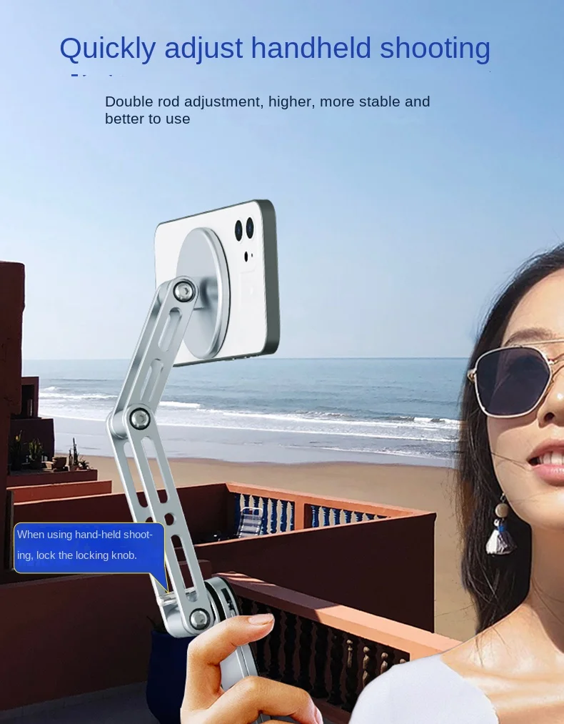Starkes magnetisches Tablet-Halter-Hand-Selfie-Stativ für iPad iPhone 360 ° Drehbares, faltbares, praktisches Modell für Reisen und Schreibtisch – Detail 2