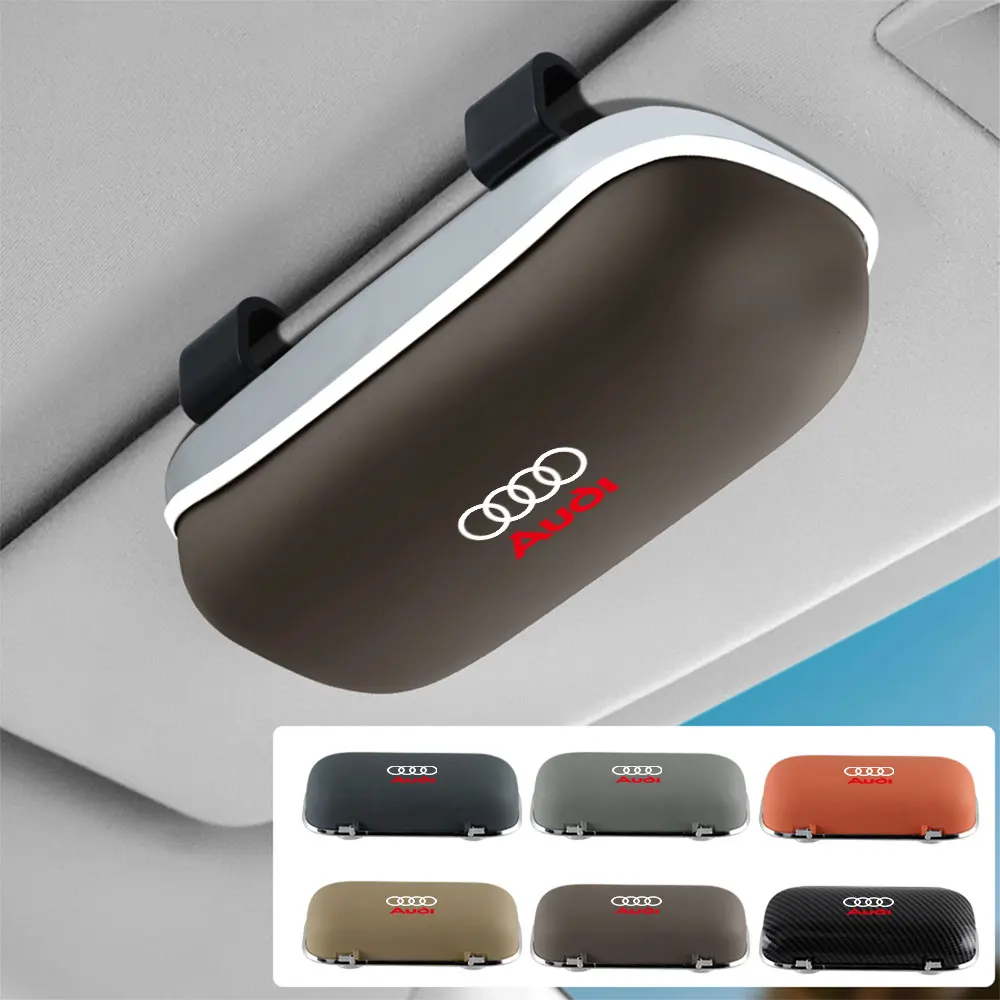 1pc Car Visor Sunglasses Glasses Holder Clip Box Accessories For Audi Sline TT A1 A2 A3 A4 A5 A6 A7 A8 8P B6 B7 Q3 Q5 Q7 1.8T