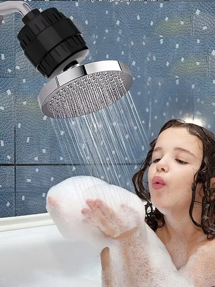 Le filtre à eau de douche à haut rendement, 15/20 étapes, élimine le fluorure de chlore, les métaux lourds, adoucit la pomme de douche de haute qualité