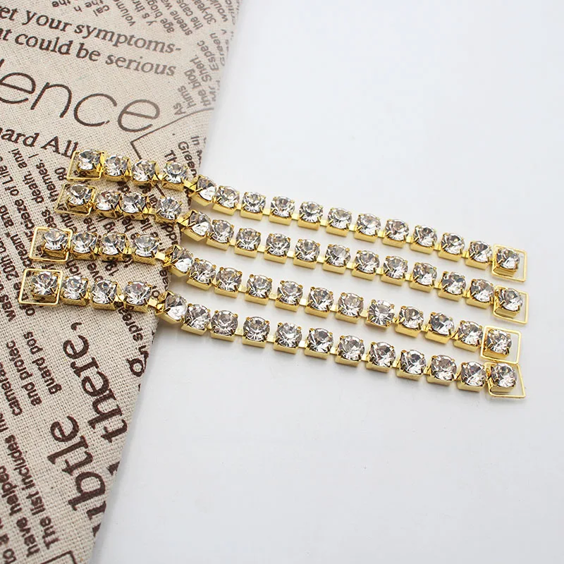 New 6Pcs 13 * 162MM Single Drainage Diamond Decorative Chain/Bikini Connection Buckle for Shoulder Strap Clothing Dress Accessor