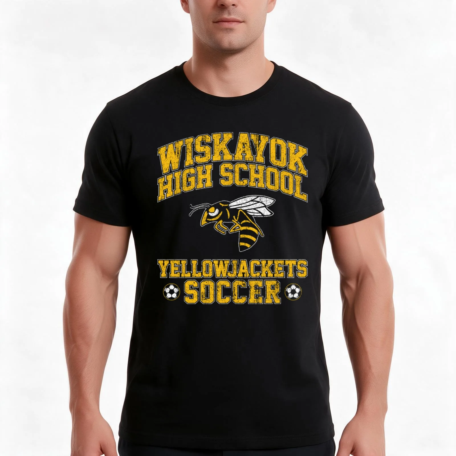 Wiskayok High School Yellowjackets Soccer - Yellowjackets T-Shirt, Summer Casual Cotton Tee, Oversized Streetwear Tops