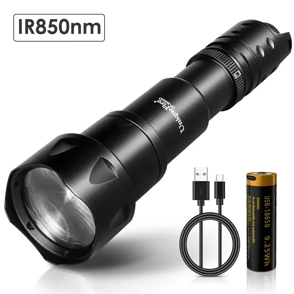 UniqueFire 2002D Vcsel LED IR 940NM 850NM linterna Zoom caza pesca visión nocturna antorcha recargable USB-C 18650 batería