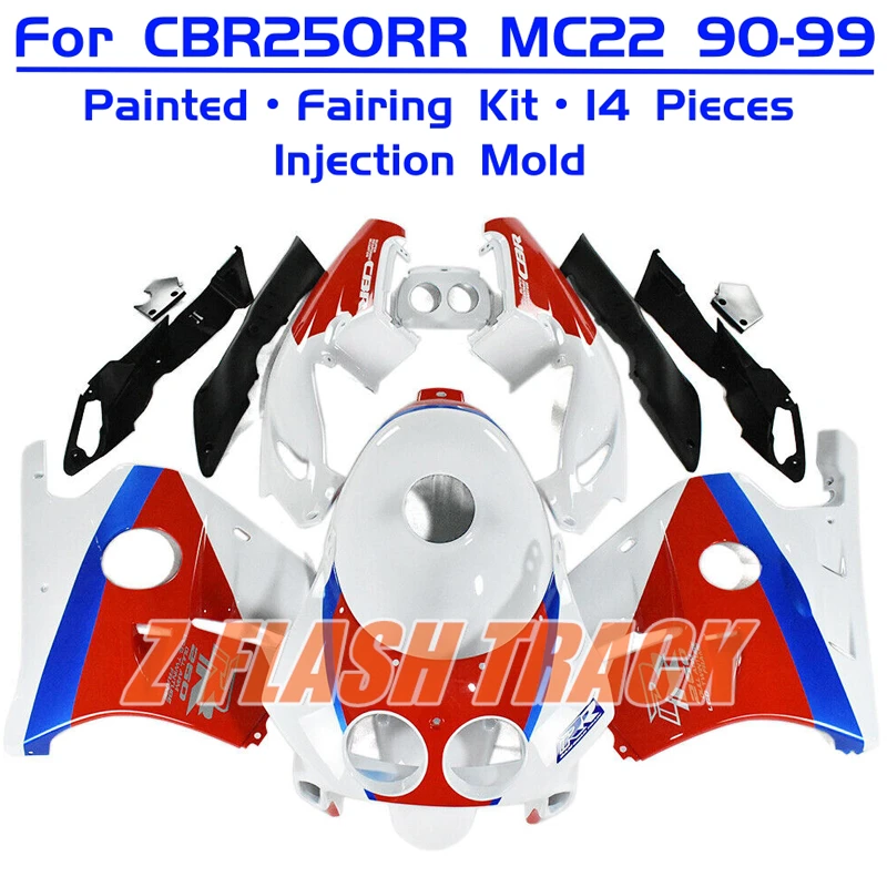 For Honda CBR250RR CBR 250RR CBR250 RR MC22 1990 1991 - 1999 Cowl Set Body Full Fairing Kit Bodywork Injection Red Blue White