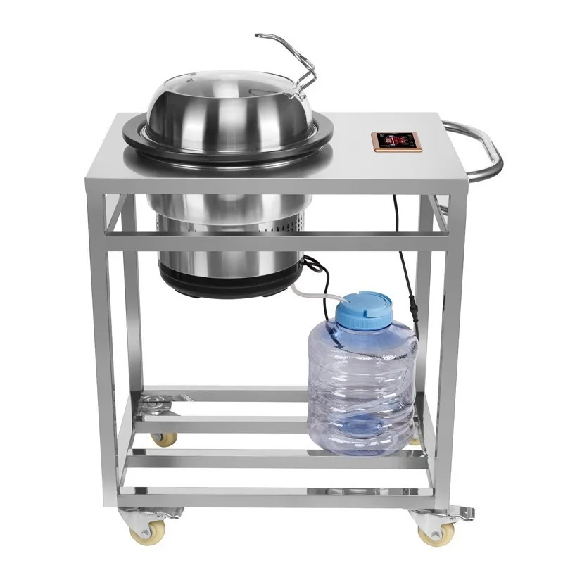 Commercial embedded hotel cafeteria stainless steel combination mobile dining car table Seafood steam hot pot