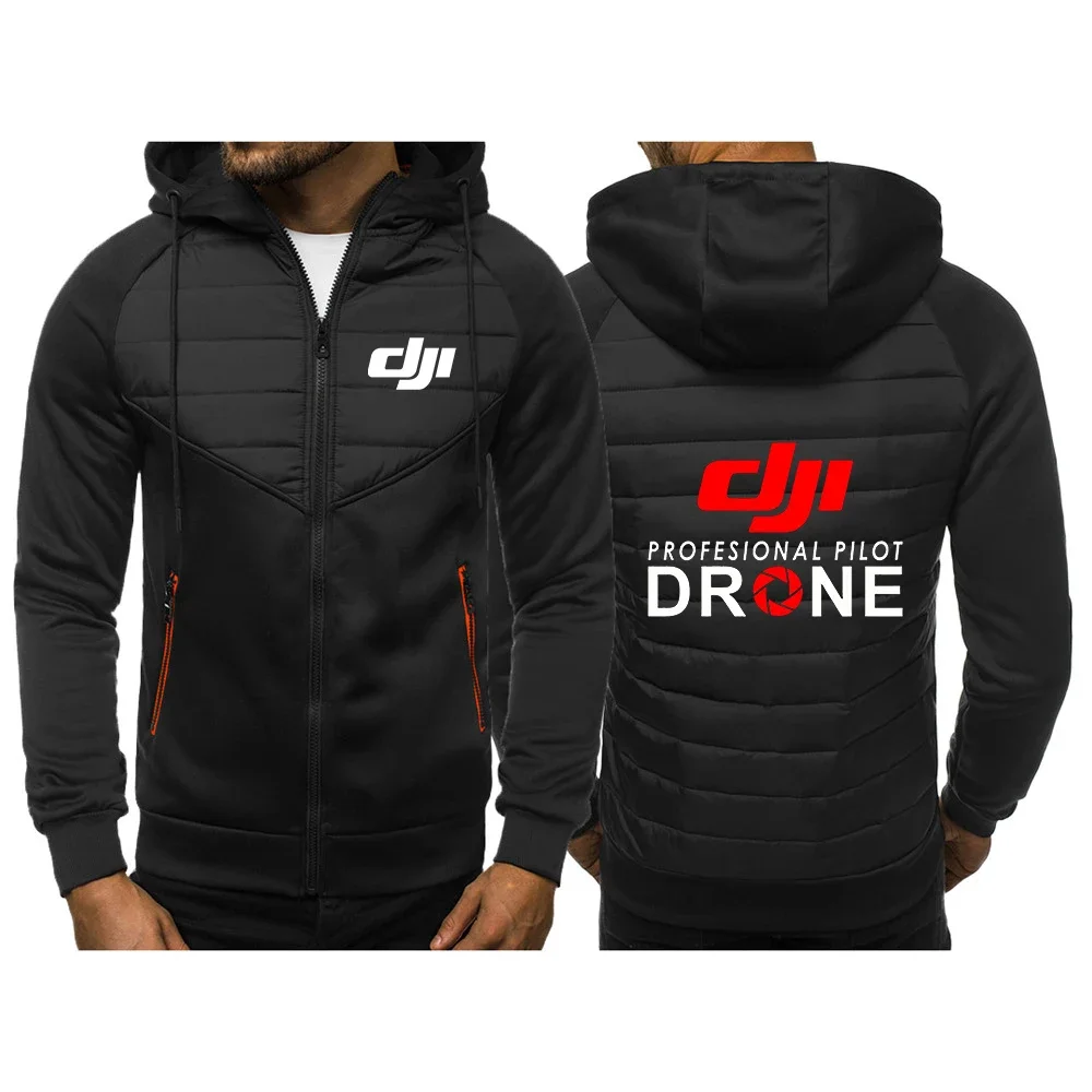 2024 Printing New Dji Professional Pilot Drone Men's Color Hoodie Sport Multi-zip Casual Long Sleeve Comfortable Tops