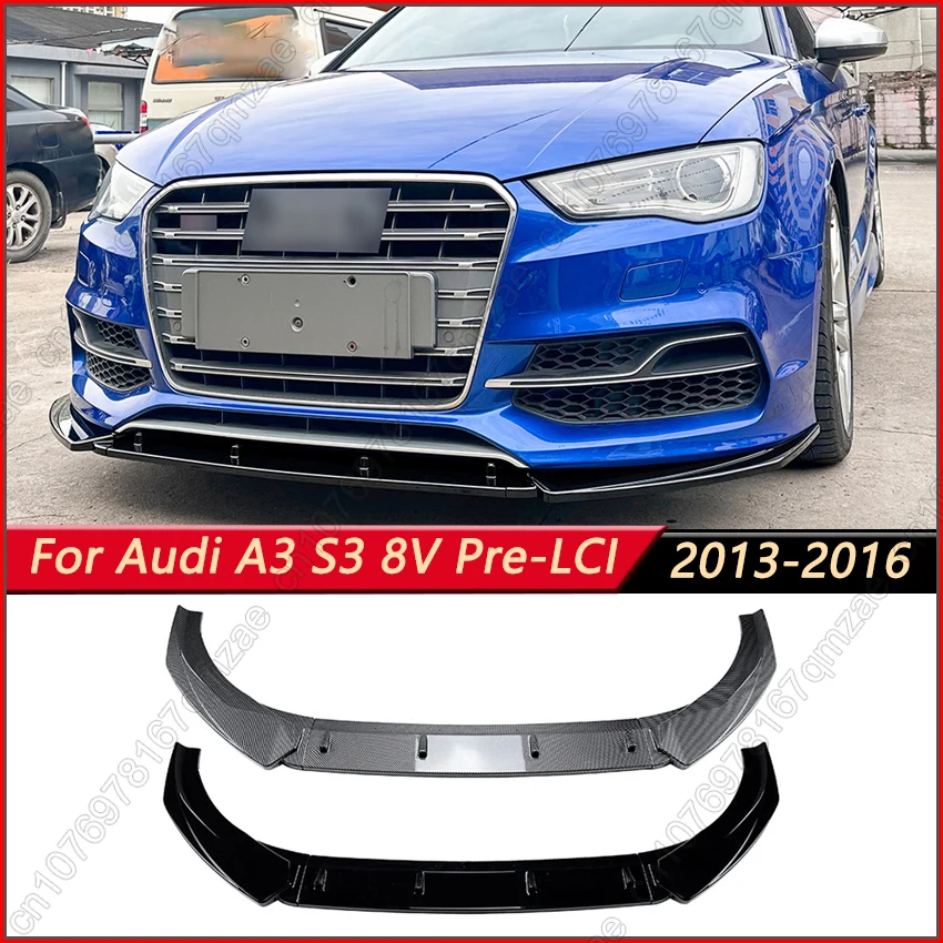 

Для Audi S3/A3 S-Line 8V Pre-LCI 2013-2016 глянцевый черный автомобильный передний бампер, спойлер на подбородок, сплиттер, комплекты кузова, тюнинговая отделка