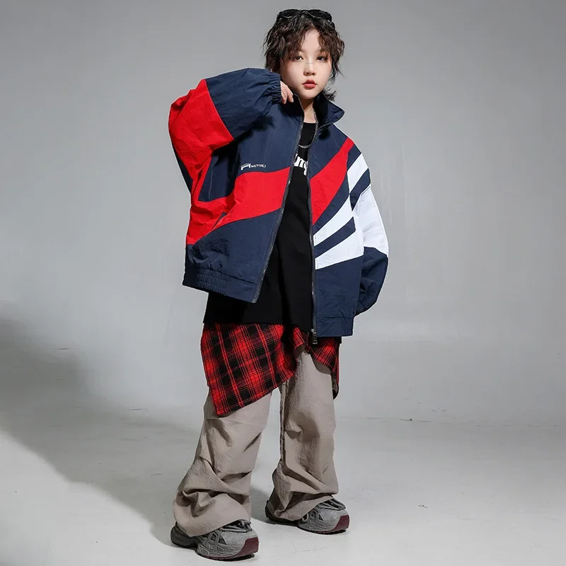 Hip Hop ชุดเด็กหลวม Contrast เสื้อกางเกง Street Dance เสื้อ Streetwear เด็ก Jazz K-pop เสื้อผ้าเด็กเครื่องแต่งกาย