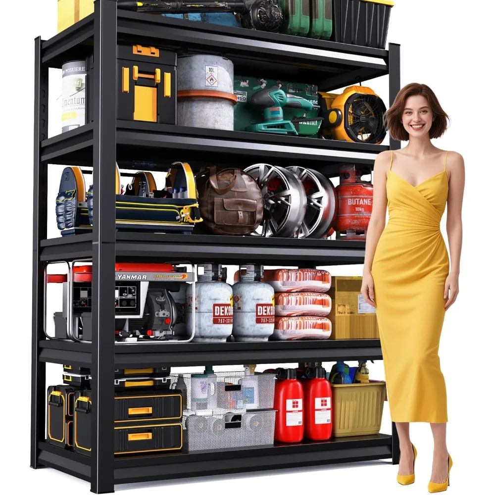 

72”H Garage Shelving,Adjustable Garage Storage Shelves,2500LB Heavy Duty Shelves,Easy Assembly Metal Shelves, 5T Shelving Unit M