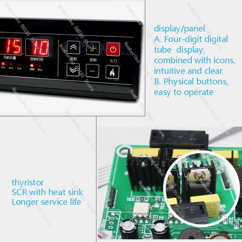 Heating Pellet Stove Display LED Digital Control Board Circuit Board Thermostat Oven Stove Accessories Pellet Burner Controller