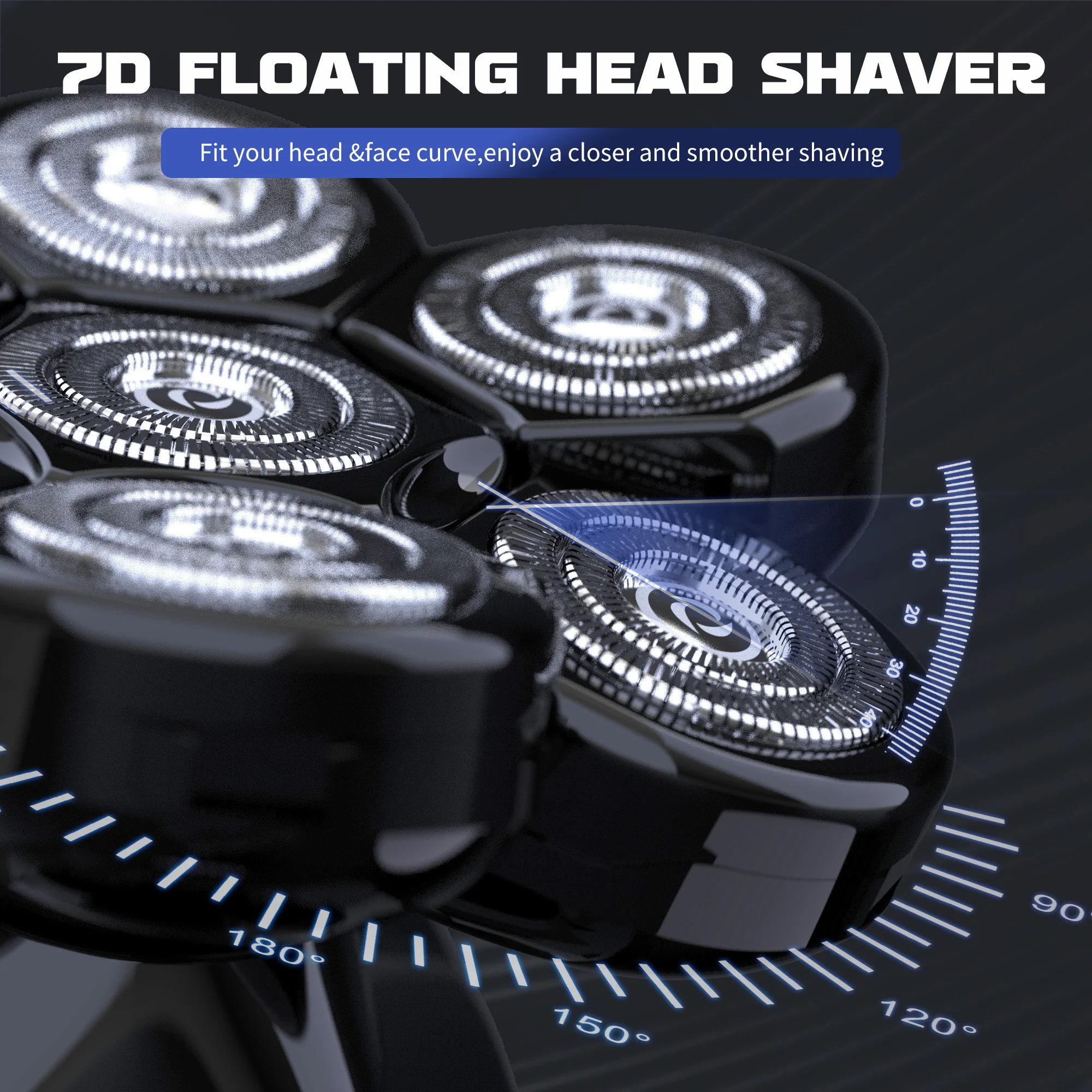 7D Head Shavers for Bald Men,5-in-1 Shaving Grooming Kit for Balder,Wet or Dry Electric Razor,LED Display/Type-C Charge Precision Blades Hair Clippers