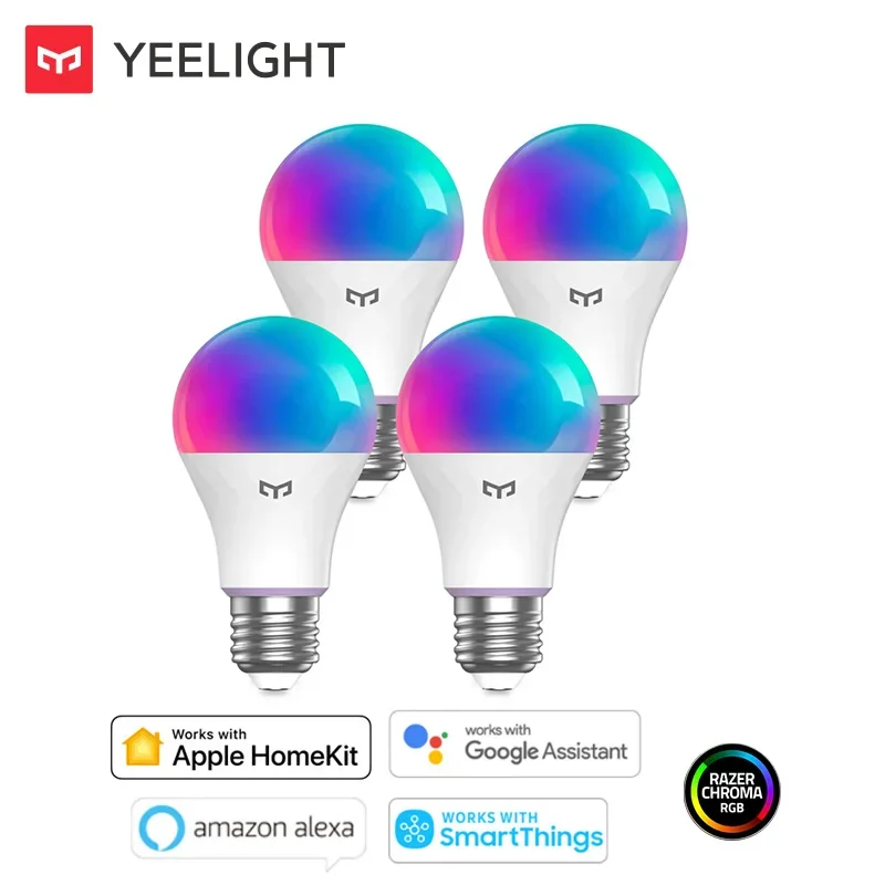 Yeelight LED bulb W4 Lite multicolor 4 pack ble WiFi remote control dimmable 2700-6500k 220V 9W E27 game sync lamp