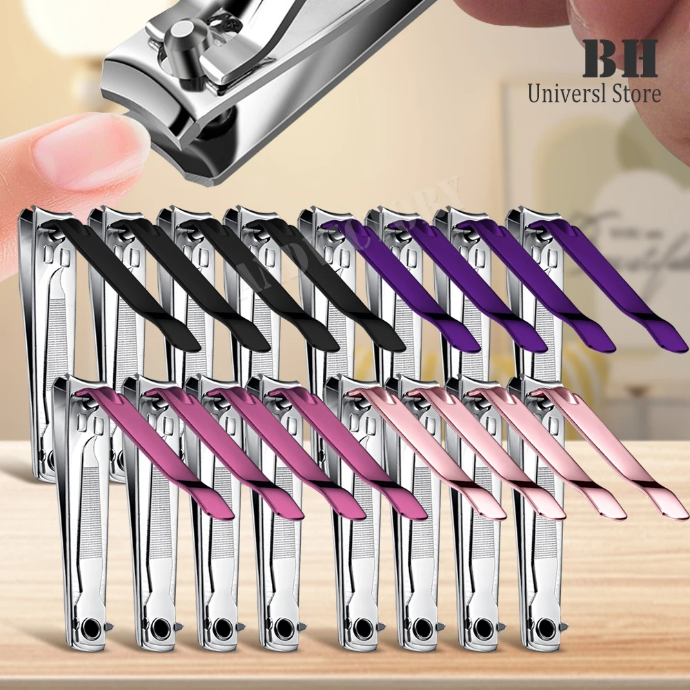 1Pcs Nail Clipper Edge Fingernail Toenail Clipper Cutters Carbon Steel Built-in Nail File Finger Nail Clip Trimmer