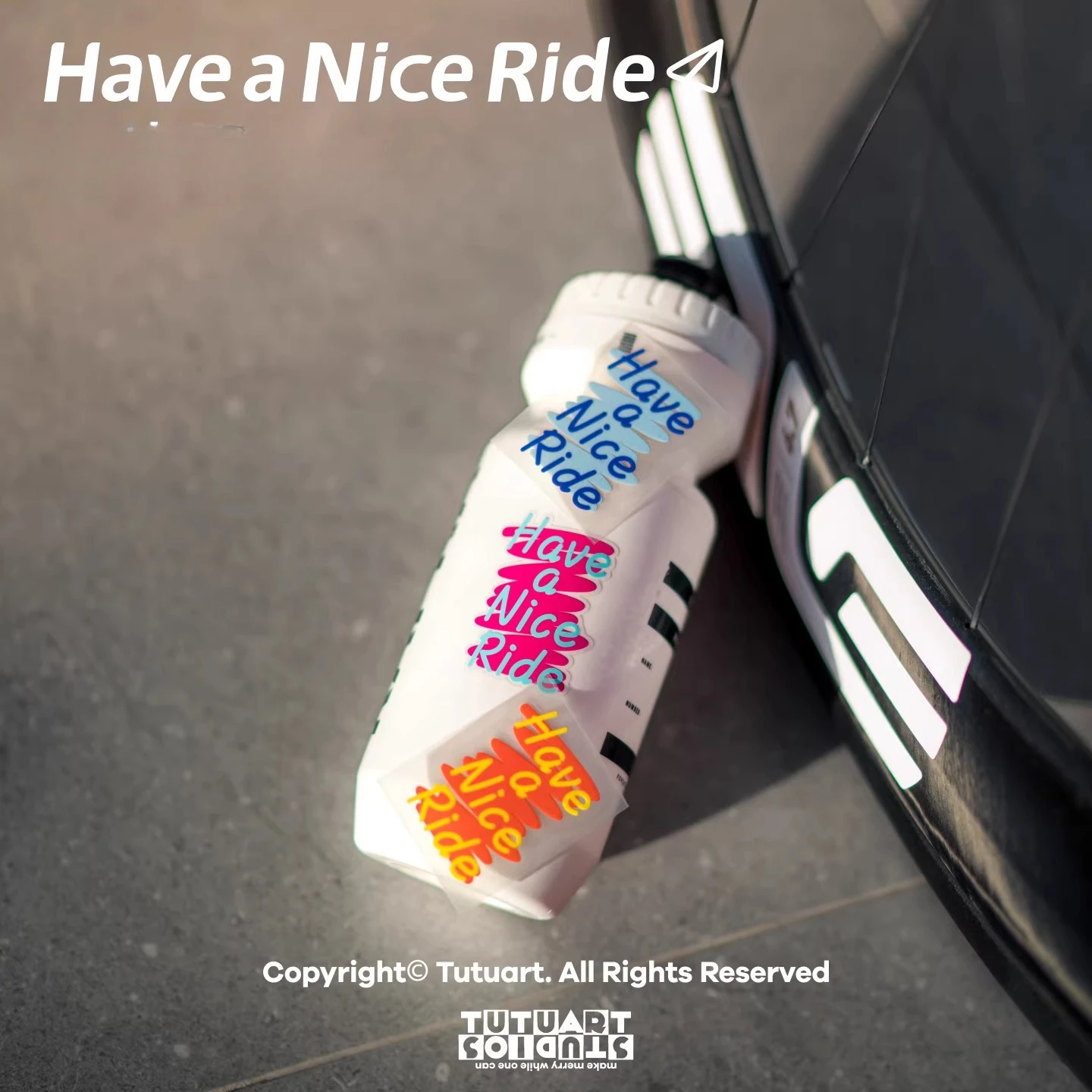 

“Have A Nice Ride”Road Bike Kettle Graffiti Decorative Stickers DIY Reflective Waterproof Bicycle Frame Top Tube Stickers