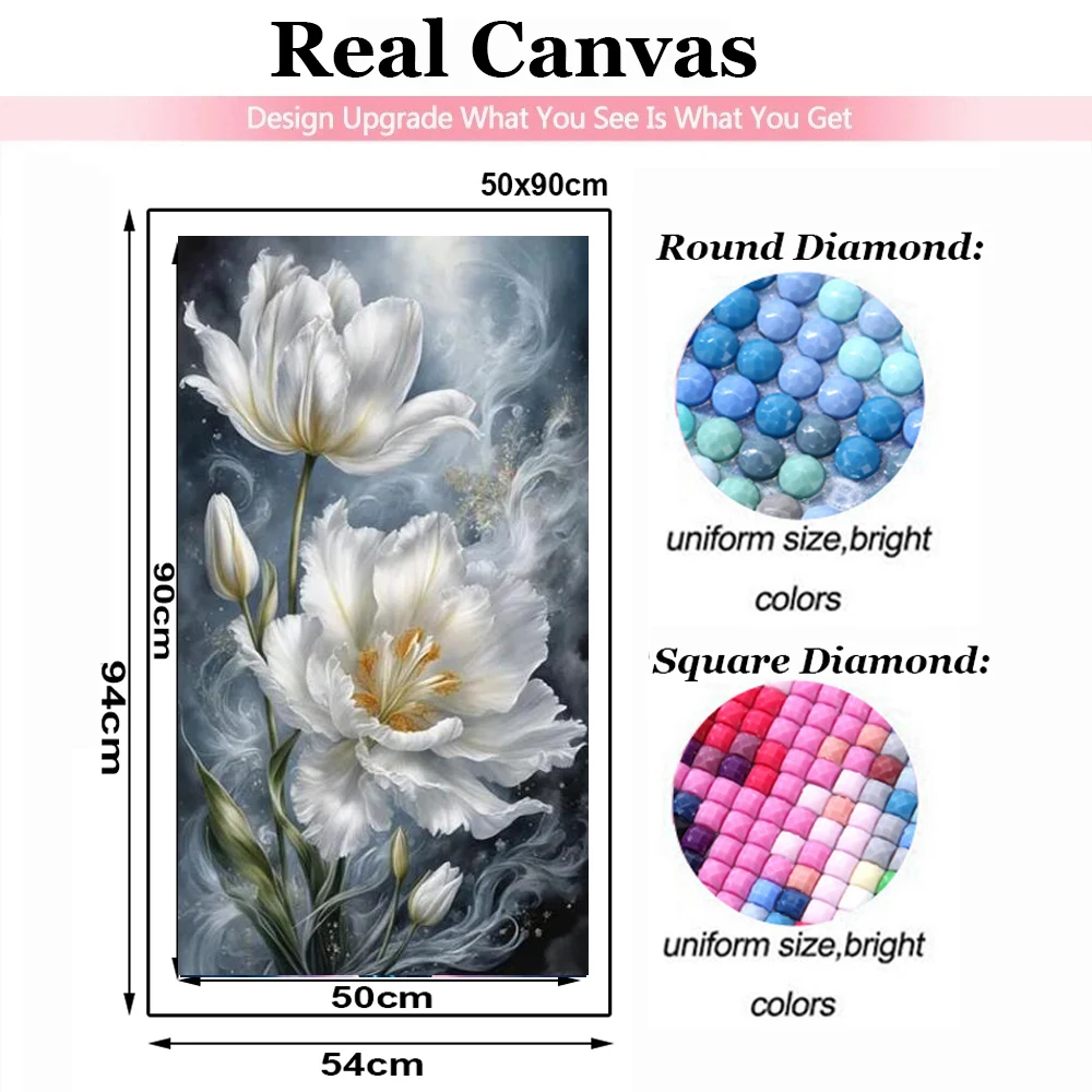 Black White Rose Lily Large Diamond Painting New 2024 5D Diy Full Diamond mosaic Jewelry cross stitch Kits Flowers Home Decor