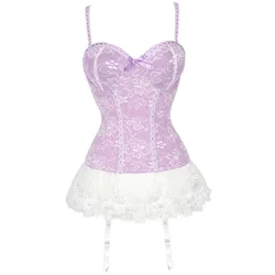 Sexy Bustier and Corset Women Lingerie Lace Gothic Corsets Female Floral Corselet Overbust Push Up Corset Dress With Strap