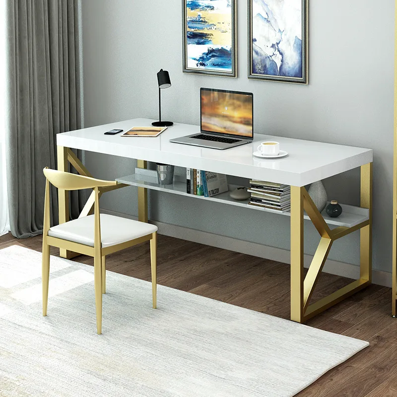 

HYS solid wood computer desk, study single white desk, bedroom writing desk, office two floors manager desk