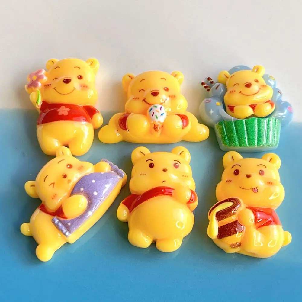 5ชิ้นยางเรซินรูปการ์ตูนวินนี่น่ารักวัสดุงานฝีมือ aksesoris Resin DIY อุปกรณ์ตกแต่งสมุดภาพ