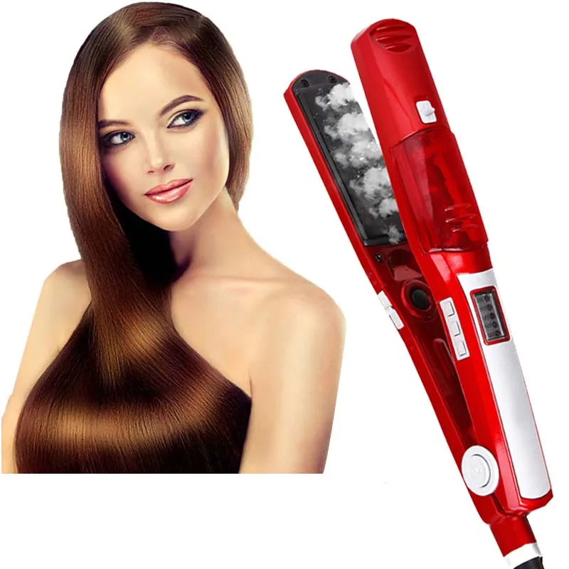 

Profesional Strong Steam Hair Straightener Portable Salon Wide Hair Care 2 in 1 Flat Iron and Curling Iron