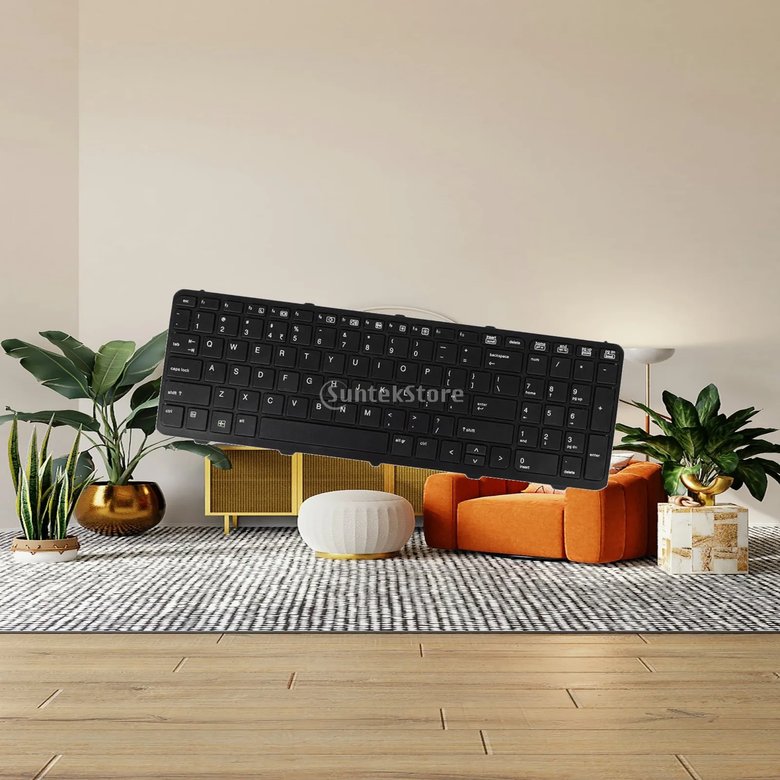 Teclado de Repuesto para Portátil con Marco, Teclado Inalámbrico en Inglés para HP 650 G1 655 G1, Pieza de Reparación