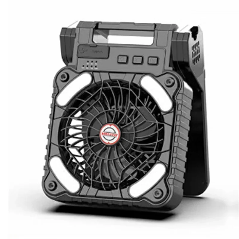 مروحة متعددة الوظائف تعمل بالطاقة الشمسية مع ضوء للتخييم - وحدة إعادة شحن محمولة - A77G