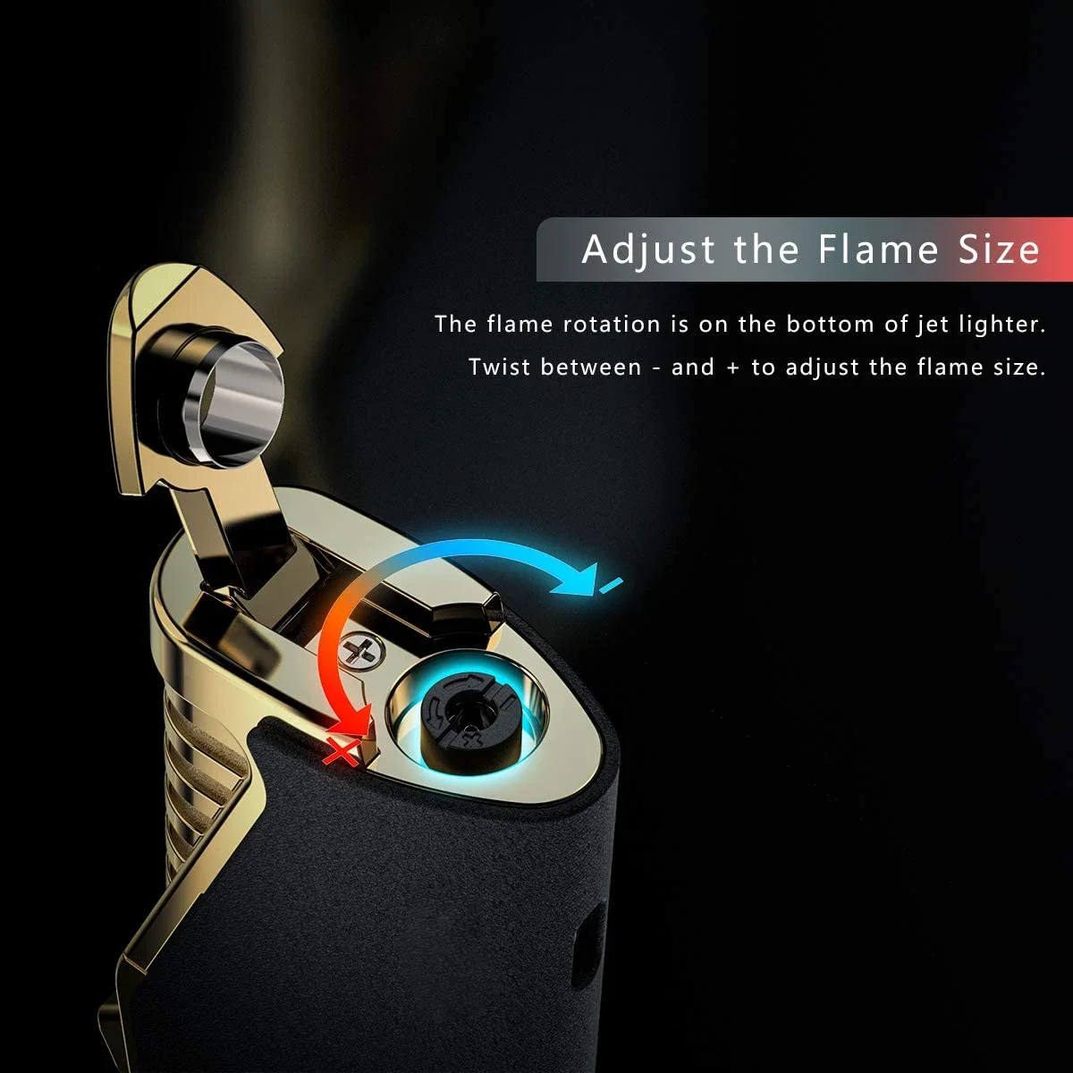 Jobon Metal Triple Torch Jet Lighter With Cigar Cutter  Windproof Blue Flame Gadgets For Men Gift Without Gas