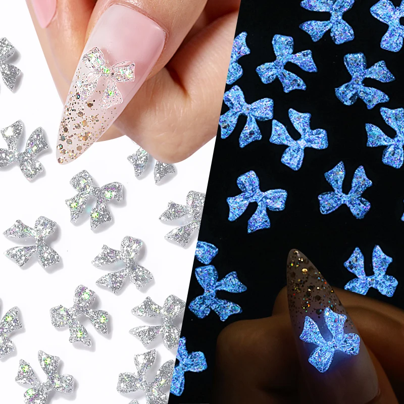 Geboren hübsche 50 teile/beutel gemischte Größe Harz Nail Art Charms 3d Nagel Strass Glitter Bowknot Nagel Schmuck Dekoration Zubehör