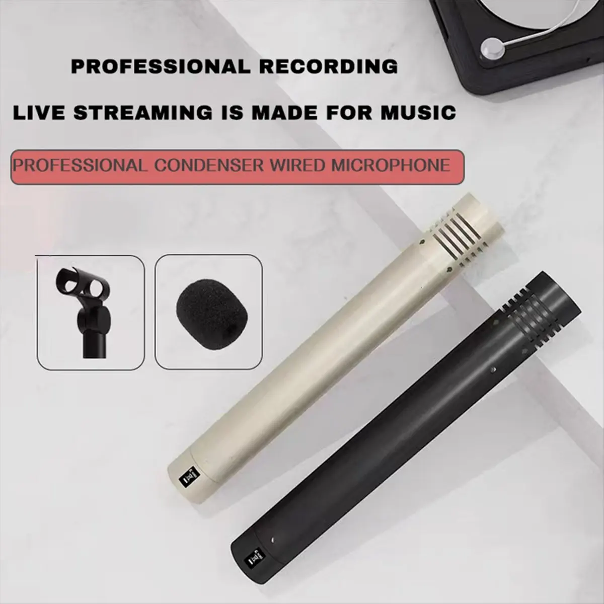 SCLS 1 Pair C02 Pen-Shaped Condenser Microphone Shockproof Clip Microphone Piano Mic Pen Type Instrument Microphone A