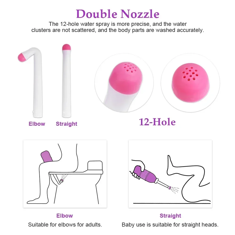 4/500ml Portable Bidet Travel Handheld Bidet Bottle Vaginal Anal Cleaner with Spray Nozzle for Hygiene Cleansing Personal Care