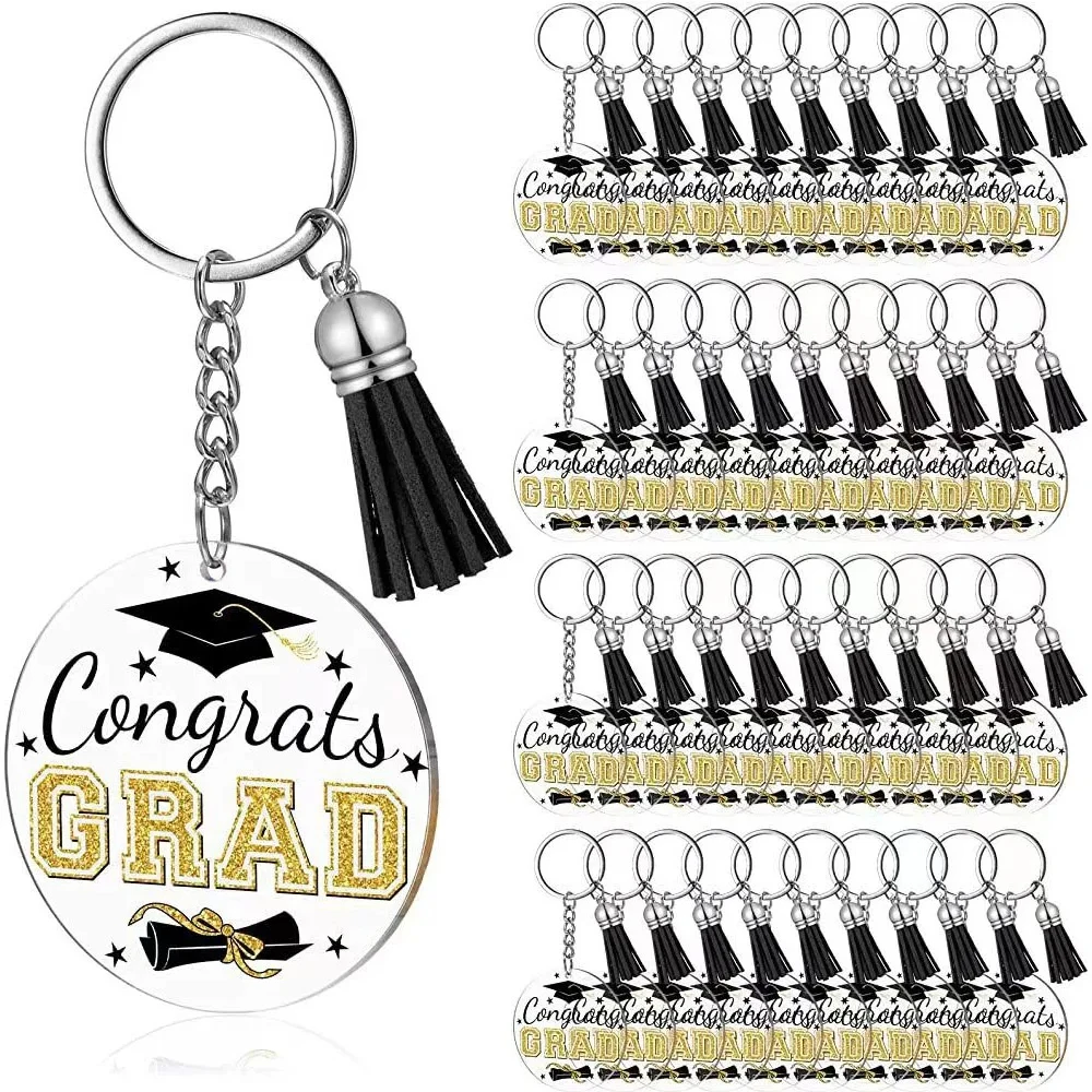 30pcs Graduation Acrylic Keychain Graduation Theme Party Decoration Gift Graduation Keychain Black Blue 2color ﻿