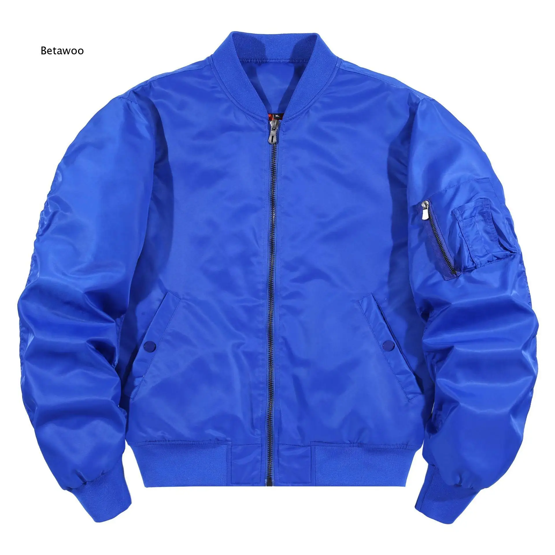 Men Bomber Jacket Zip Up Baseball Collar Multi Pocket Loose Fit Windproof Outerwear for Street Casual Daily Wear