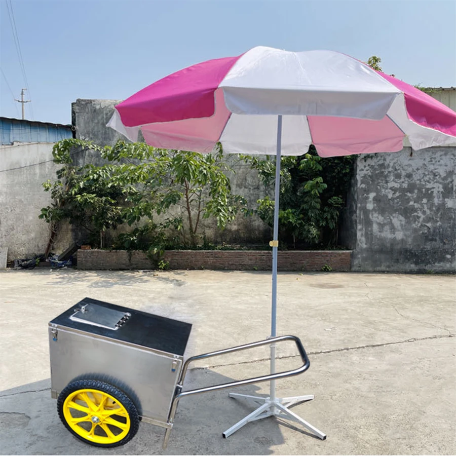 Stainless Steel Beverage cooler cart/cooler push cart design/small push carts Food Drinks Ice Cream Cold Freezer Box Push Cart