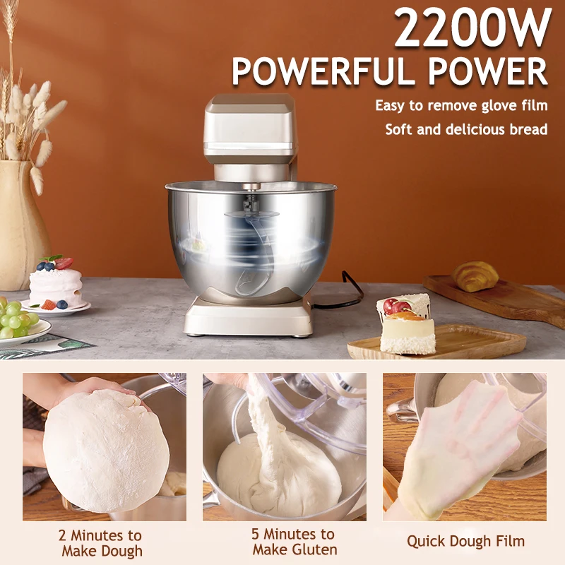 SUNATUR Stand Mixer with Planetary Beater, Electric Kitchen Blender Machine, Processor Supports Dough Kneading & Cake Mixing